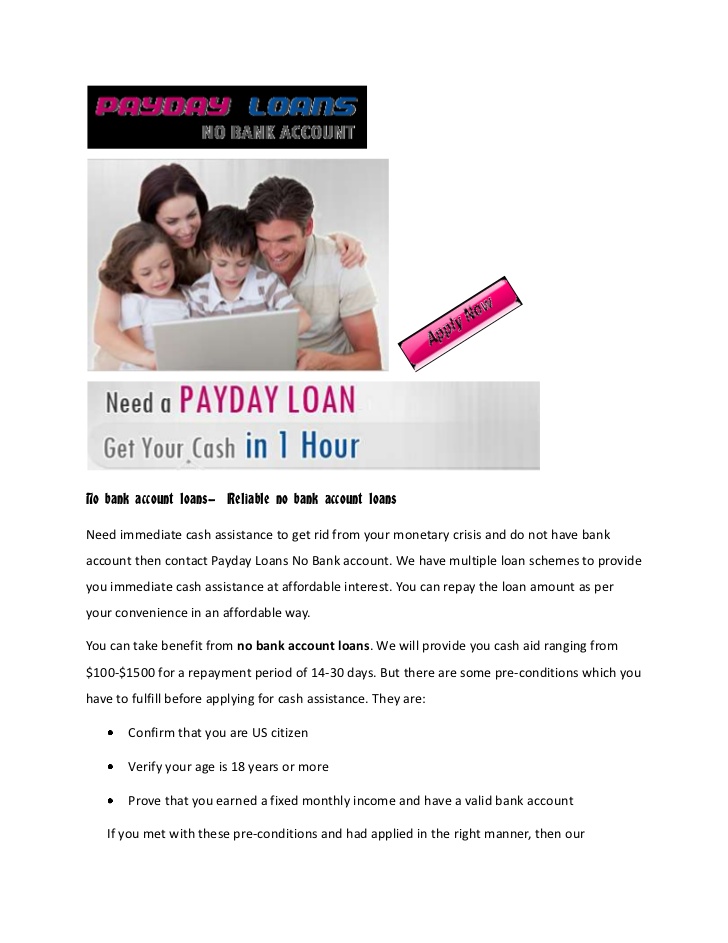 Payday loans with no bank account